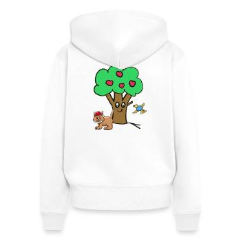 Apple Tree Cat Bird Kids Garden Nature - Women's Premium Organic Zip Hoodie - white - Back - AI Model Female 172 light (172cm)