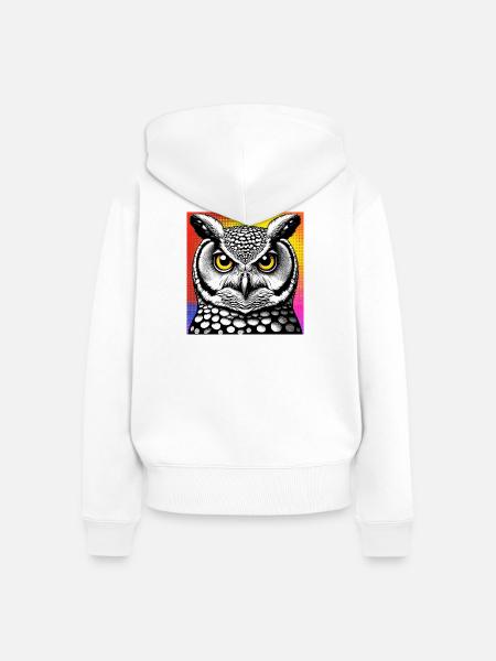 Eule - Frauen Premium Bio Zip Hoodie - Weiß