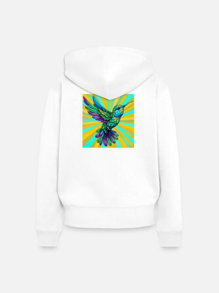Kolibri - Frauen Premium Bio Zip Hoodie - Weiß