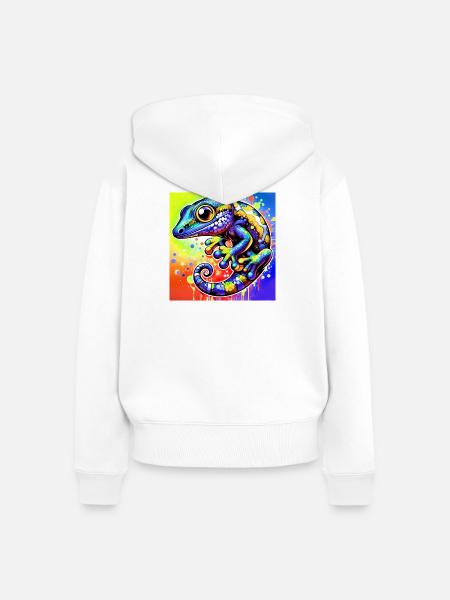 Gecko - Frauen Premium Bio Zip Hoodie - Weiß