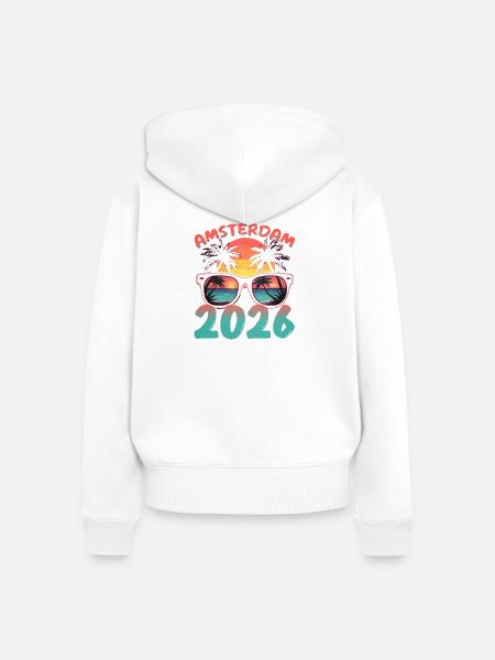 Amsterdam 2026 - Frauen Premium Bio Zip Hoodie - Weiß
