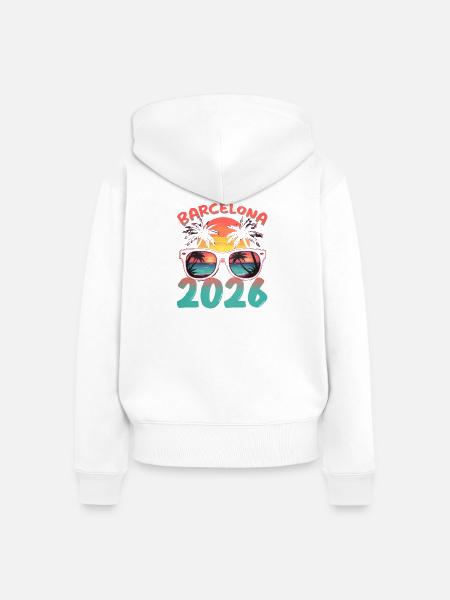 Barcelona 2026 - Frauen Premium Bio Zip Hoodie - Weiß