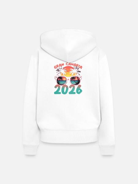 Gran Canaria 2026 - Frauen Premium Bio Zip Hoodie - Weiß