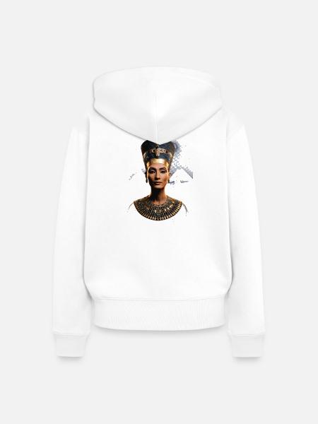 Nefertiti Porträt - Frauen Premium Bio Zip Hoodie - Weiß