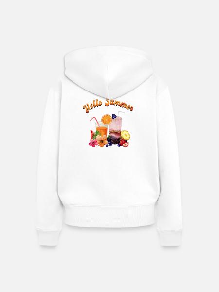 Hallo Sommer - Frauen Premium Bio Zip Hoodie - Weiß