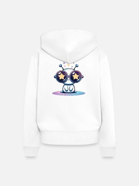 Sternenbrille Alien - Frauen Premium Bio Zip Hoodie - Weiß