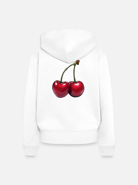 Kirschen - Frauen Premium Bio Zip Hoodie - Weiß