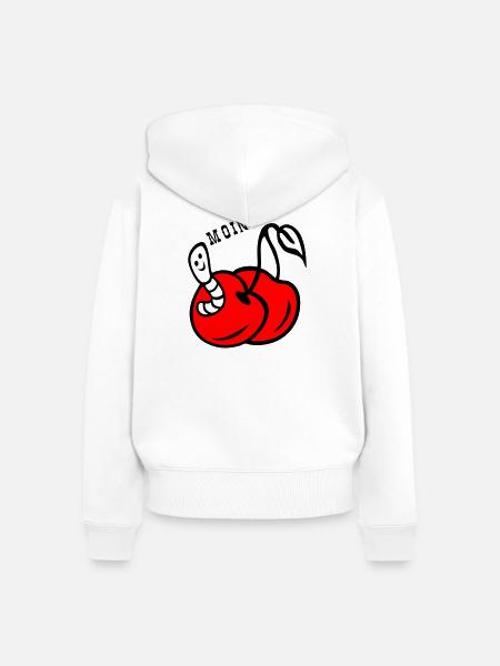 Kirschen mit Wurm - Frauen Premium Bio Zip Hoodie - Weiß