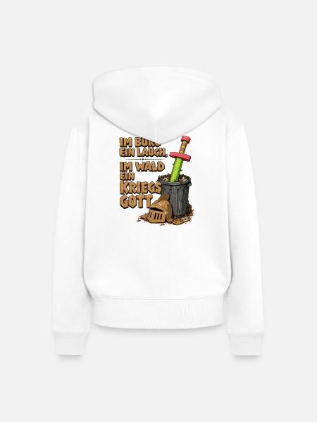 Larp Ritter, Pappe Schwert - Frauen Premium Bio Zip Hoodie - Weiß