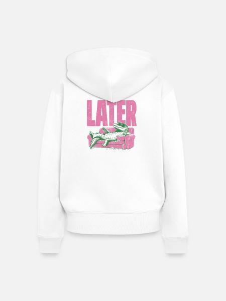 LATER Alligator Lounge - Frauen Premium Bio Zip Hoodie - Weiß