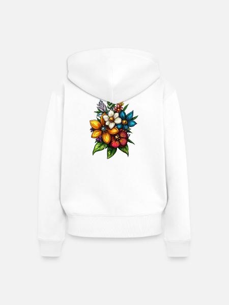 Blumenstrauß Farbexplosion - Frauen Premium Bio Zip Hoodie - Weiß