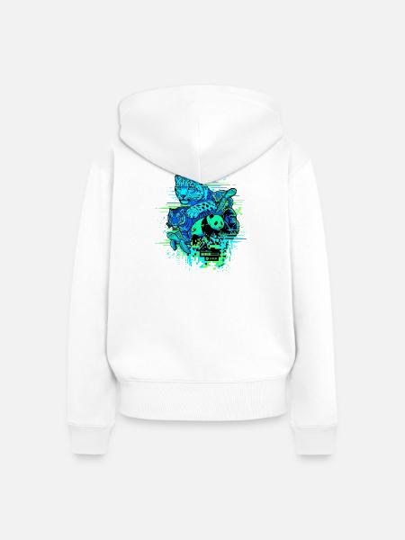 Animal Glitch - Frauen Premium Bio Zip Hoodie - Weiß