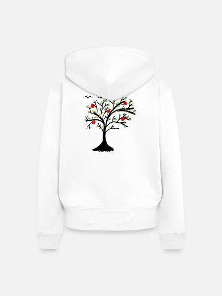 Apfelbaum Baum Garten Apfel  - Frauen Premium Bio Zip Hoodie - Weiß