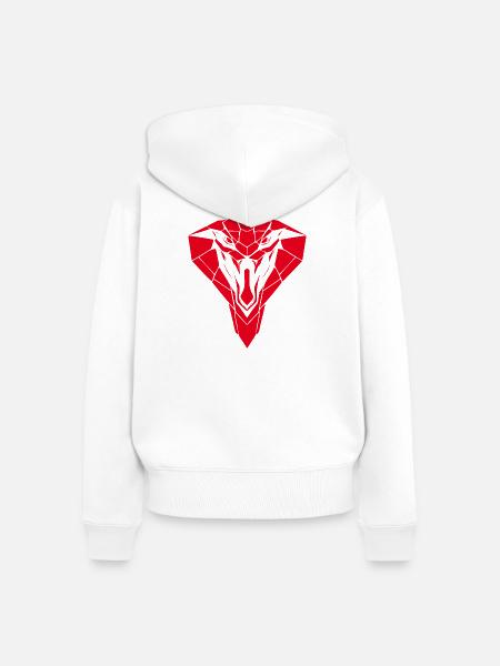 Rotgeometrischer Schlangenkopf - Frauen Premium Bio Zip Hoodie - Weiß