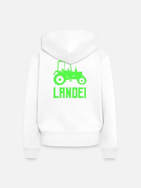 Traktor Silhouette Landei - Frauen Premium Bio Zip Hoodie - Weiß