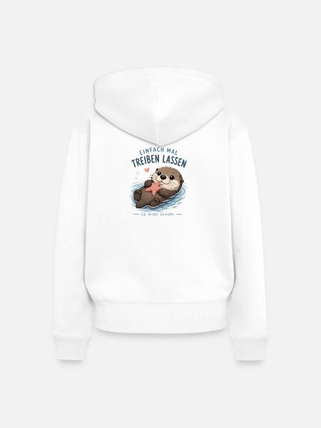 Otter: Einfach treiben lassen - Frauen Premium Bio Zip Hoodie - Weiß