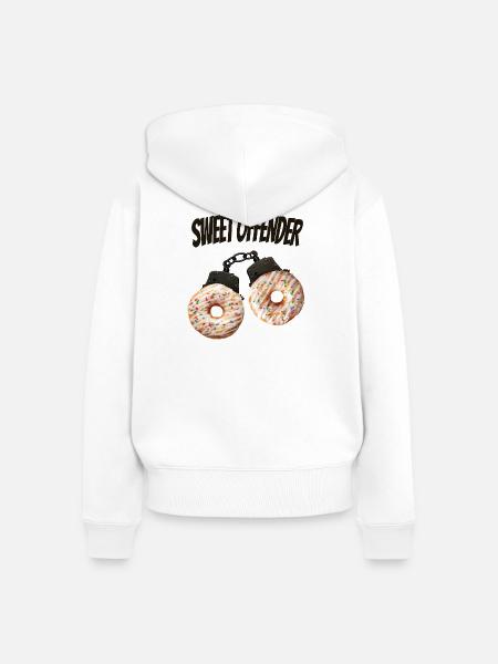 Sweet Offender Donut Lustiges Shirt - Frauen Premium Bio Zip Hoodie - Weiß