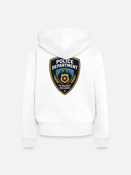 Polizei Abzeichen Patch Stadt Skyline - Frauen Premium Bio Zip Hoodie - Weiß