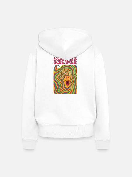 Achterbahn Schreihals | Freizeitpark - Frauen Premium Bio Zip Hoodie - Weiß