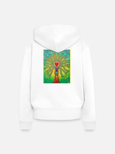 Lebensbaum Lebensenergie - Sonja von Staden - Frauen Premium Bio Zip Hoodie - Weiß