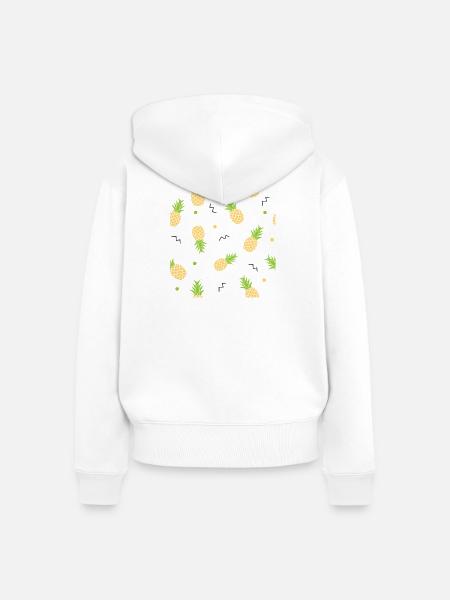 Ananasgelbes Muster - Frauen Premium Bio Zip Hoodie - Weiß