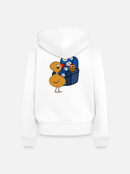 Küken Muffin Sessel Feierabend Huhn - Frauen Premium Bio Zip Hoodie - Weiß
