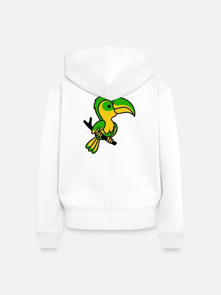 Neon-Tukan in Grün-Gelb - Frauen Premium Bio Zip Hoodie - Weiß