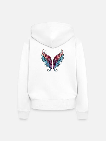 Flügel Symbol - Frauen Premium Bio Zip Hoodie - Weiß