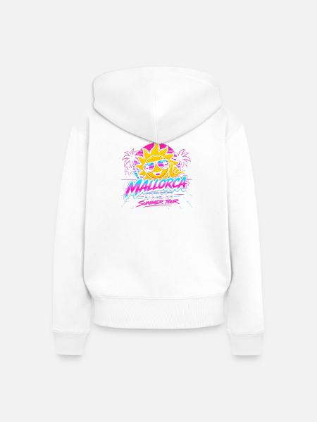 Mallorca Retro Neon Sonnenbild - Frauen Premium Bio Zip Hoodie - Weiß
