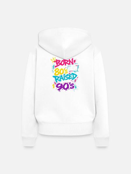 80er Boombox Neon Graffiti - Frauen Premium Bio Zip Hoodie - Weiß