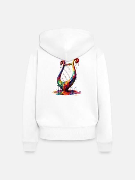 Leier mit tropfender Farbe - Frauen Premium Bio Zip Hoodie - Weiß