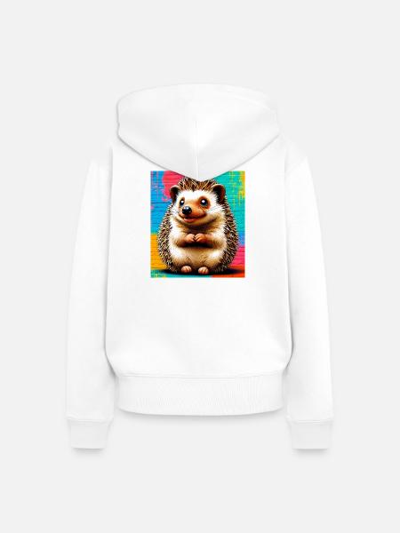 Igel - Frauen Premium Bio Zip Hoodie - Weiß