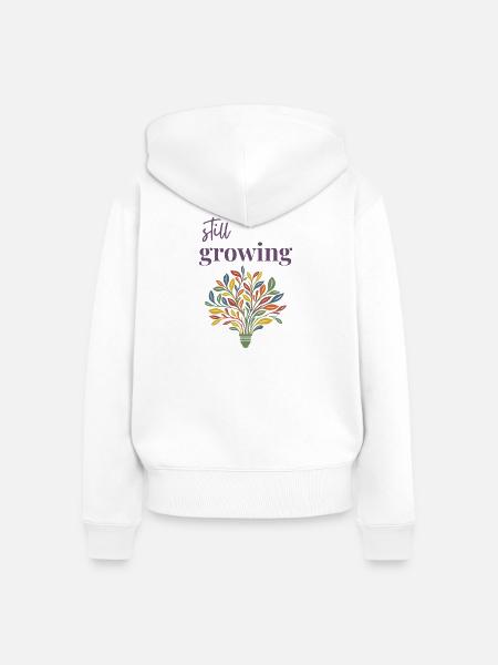 Still Growing Farbblüten-Baum - Frauen Premium Bio Zip Hoodie - Weiß
