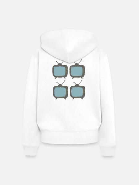 fernseher_4fach - Frauen Premium Bio Zip Hoodie - Weiß