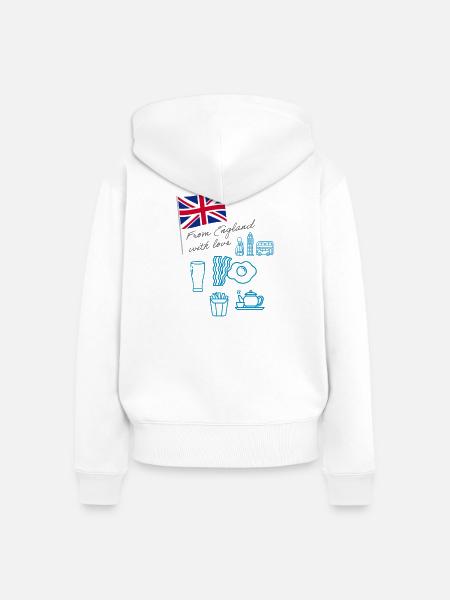 EXANGLIA (Blau + Grauer Text) - Frauen Premium Bio Zip Hoodie - Weiß