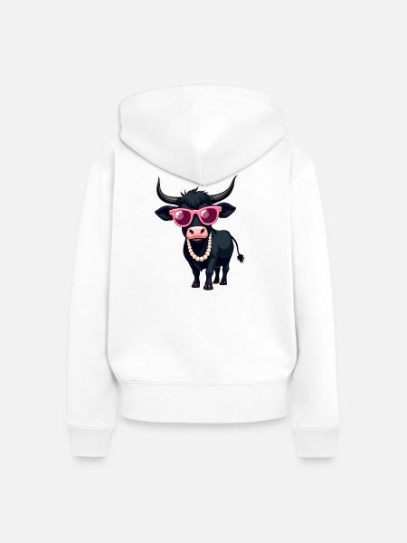 Schwarze Kuh - Frauen Premium Bio Zip Hoodie - Weiß