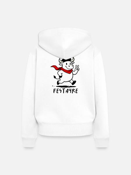 Festayre, Stier der Férias - Frauen Premium Bio Zip Hoodie - Weiß