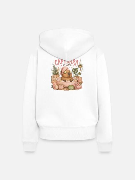 Capybara Spa Auszeit - Frauen Premium Bio Zip Hoodie - Weiß