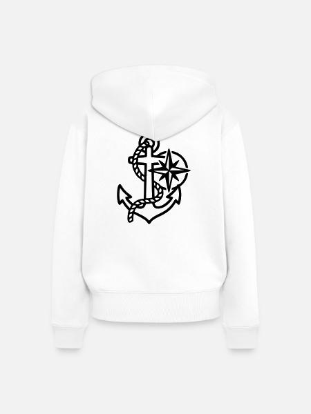 Anker Windrose Maritim Logo - Frauen Premium Bio Zip Hoodie - Weiß