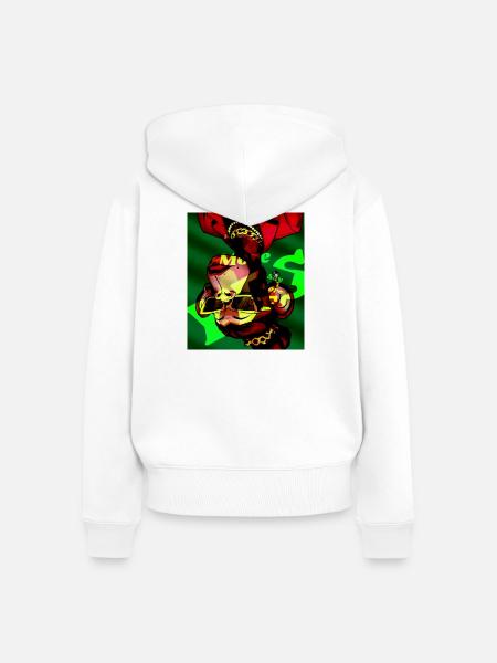 Geometrischer Neon-Tierkopf mit Sonnenbrille - Frauen Premium Bio Zip Hoodie - Weiß