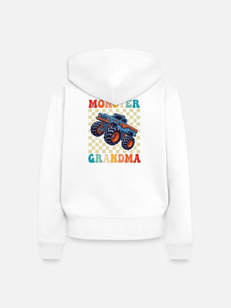 Monster Oma Monstertruck - Frauen Premium Bio Zip Hoodie - Weiß