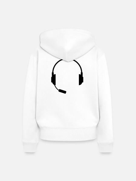 Headset mit Mikrofon - Frauen Premium Bio Zip Hoodie - Weiß
