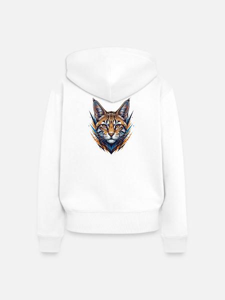 Wildkatze im Neon Stil - Frauen Premium Bio Zip Hoodie - Weiß