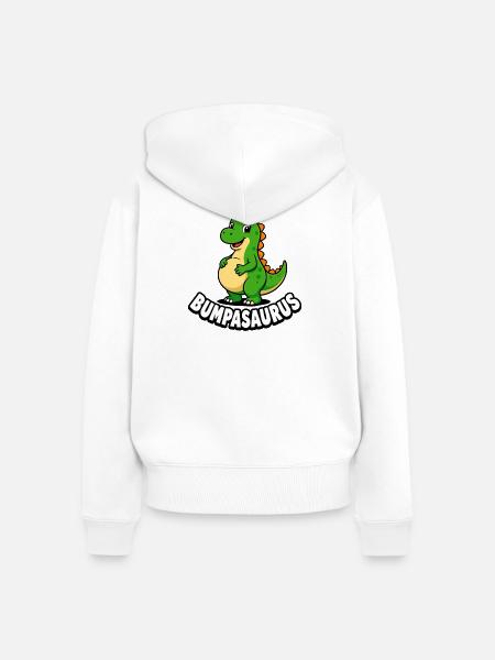 Schwangere Bumpasaurus-Dinosaurier-Schwangerschaft - Frauen Premium Bio Zip Hoodie - Weiß