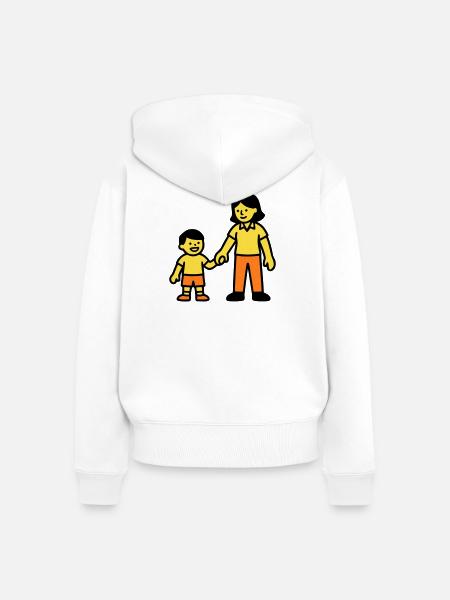 Erzieherin Kind Hand Logo - Frauen Premium Bio Zip Hoodie - Weiß