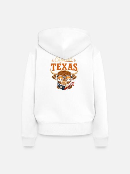 Choosin' Texas Bison mit Sonnenbrille - Frauen Premium Bio Zip Hoodie - Weiß