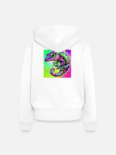 Gecko - Frauen Premium Bio Zip Hoodie - Weiß