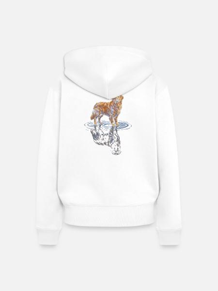 Goldener Retriever Wasserreflex - Frauen Premium Bio Zip Hoodie - Weiß