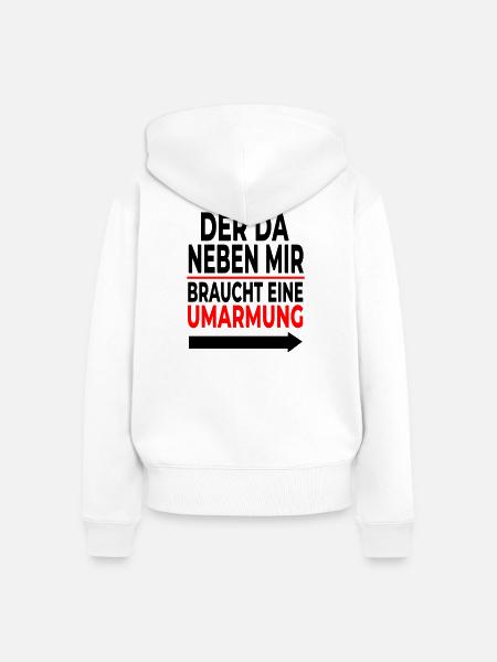 Umarmung: Rote Linie Schriftdesign - Frauen Premium Bio Zip Hoodie - Weiß