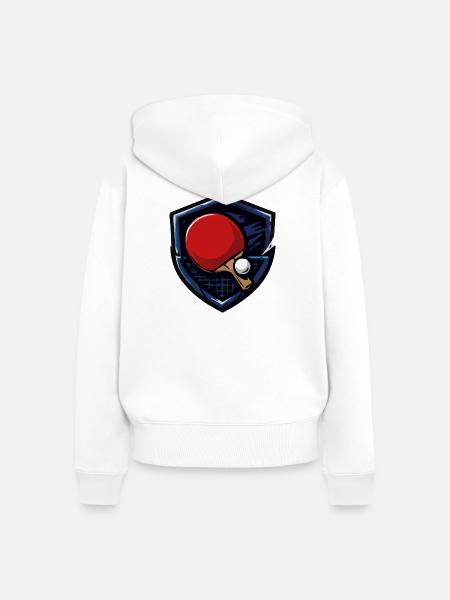Tischtennis Shield mit Ball - Frauen Premium Bio Zip Hoodie - Weiß